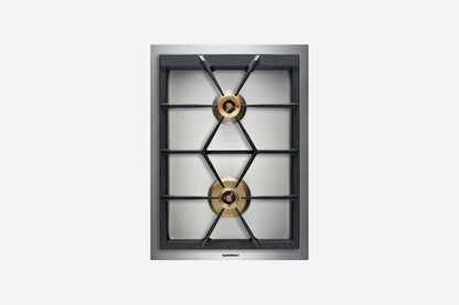 Gaggenau 400 Series Vario Double Burner Gas Cooktop VG425215 38cm - hero product shot, double burner module, top-down view