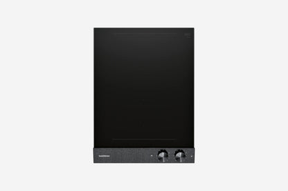 Gaggenau 200 Series Vario Flex Induction Cooktop VI242120 38cm - hero product shot, black glass module, top-down view