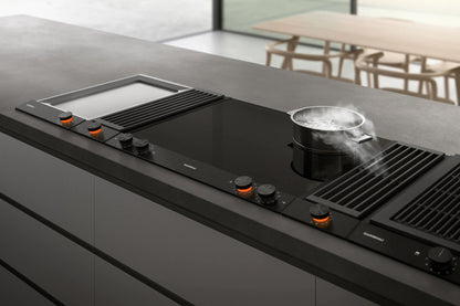 Gaggenau 200 Series Vario Electric Grill Cooktop VR230120 - angled view showing ribbed cast grill surface