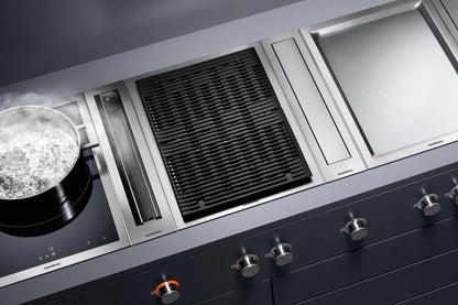 Gaggenau 400 Series Vario Electric Grill Cooktop VR414115 - angled view showing ribbed grill surface