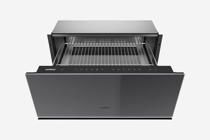Gaggenau Minimalistic Series Warming Drawer GW252100 28cm in Gaggenau Onyx - hero product shot, closed onyx panel front view
