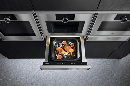 Gaggenau Expressive Series Warming Drawer GW451120 - close-up of stainless steel front and touch controls