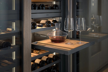 Gaggenau Expressive Series Vario Wine Climate Cabinet RVW417170 - interior detail showing wooden wine shelving