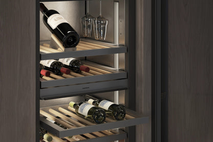 Gaggenau Expressive Series Vario Wine Climate Cabinet RVW467170 61cm - door open showing wine rack interior