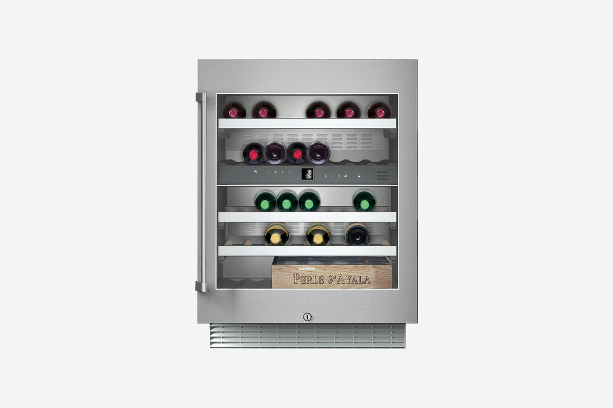 Gaggenau 200 Series Under-counter Wine Climate Cabinet RW404264 60cm - hero product shot, under-counter unit front view