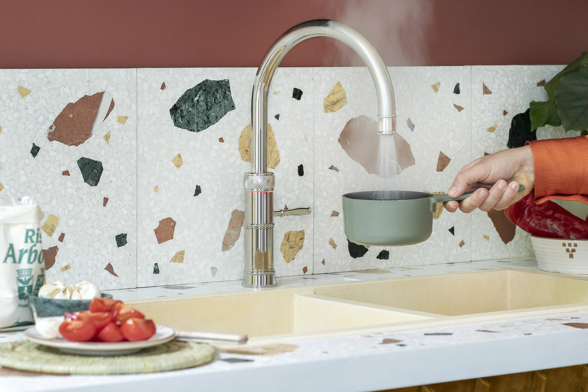 Quooker Classic Fusion round boiling water tap in nickel