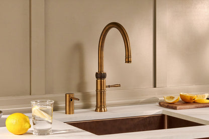 Quooker Classic Fusion round boiling water tap in patinated brass