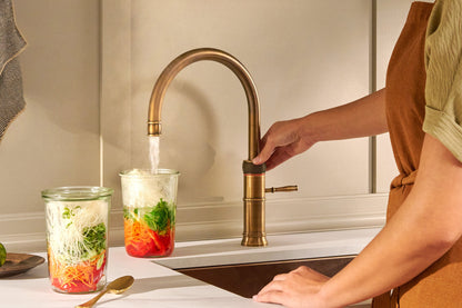 Quooker Classic Fusion round boiling water tap in patinated brass