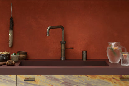 Quooker Classic Fusion square boiling water tap in patinated brass