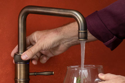 Quooker Classic Fusion square boiling water tap in patinated brass