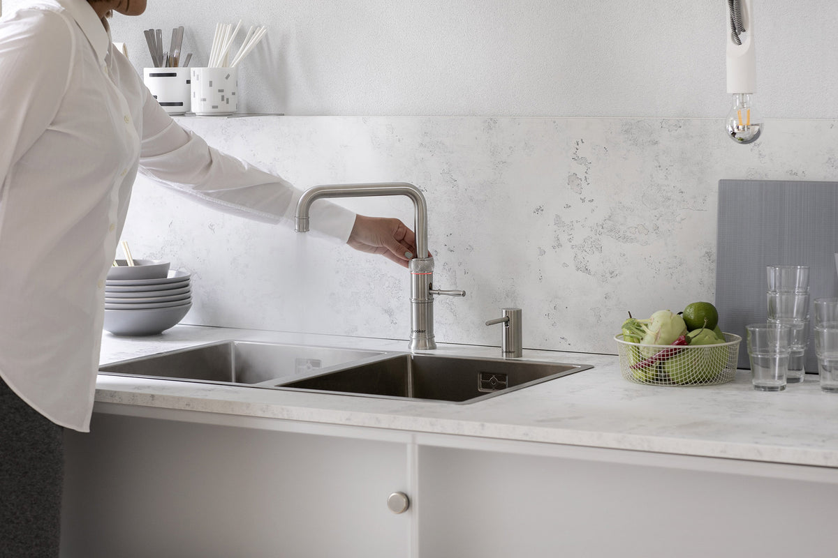Quooker Classic Fusion square boiling water tap in stainless steel