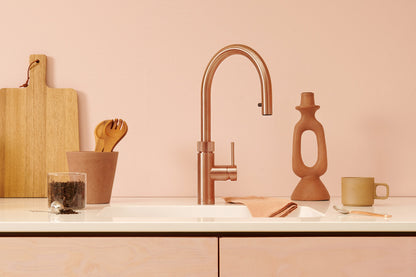 Quooker Flex round boiling water tap in rose copper