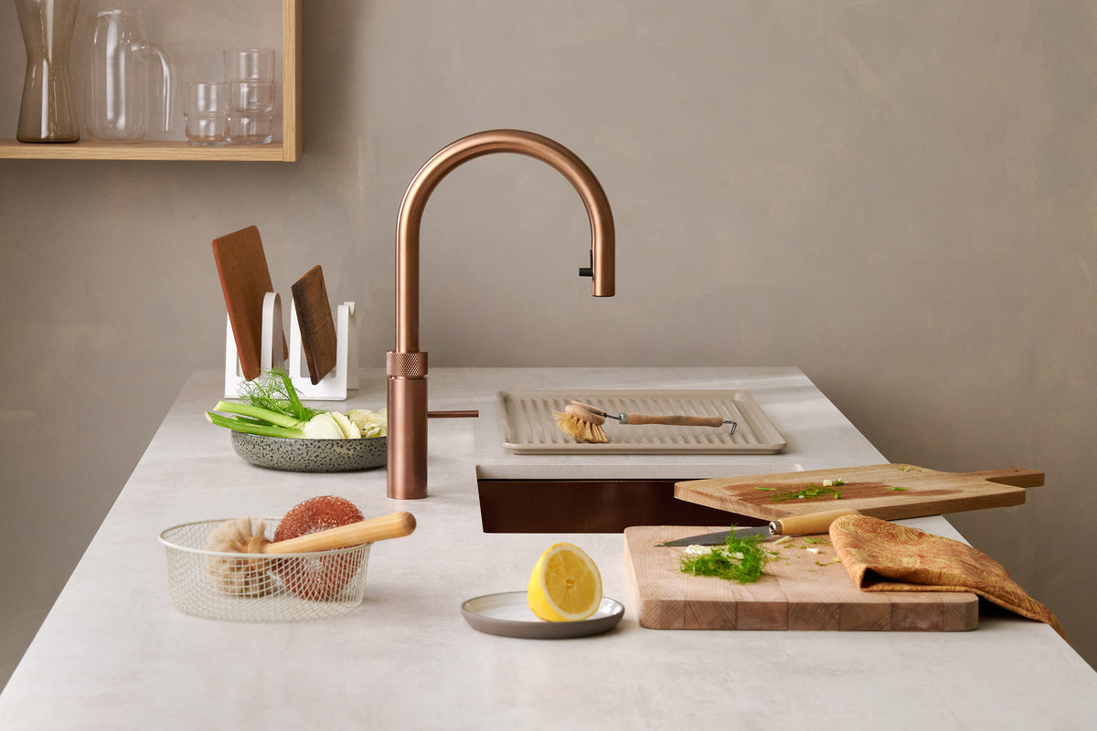 Quooker Flex round boiling water tap in rose copper
