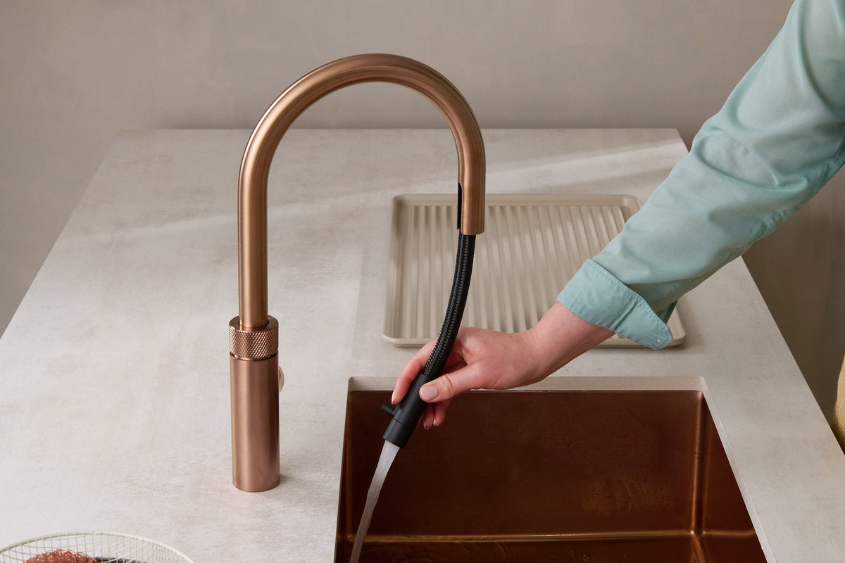 Quooker Flex round boiling water tap in rose copper