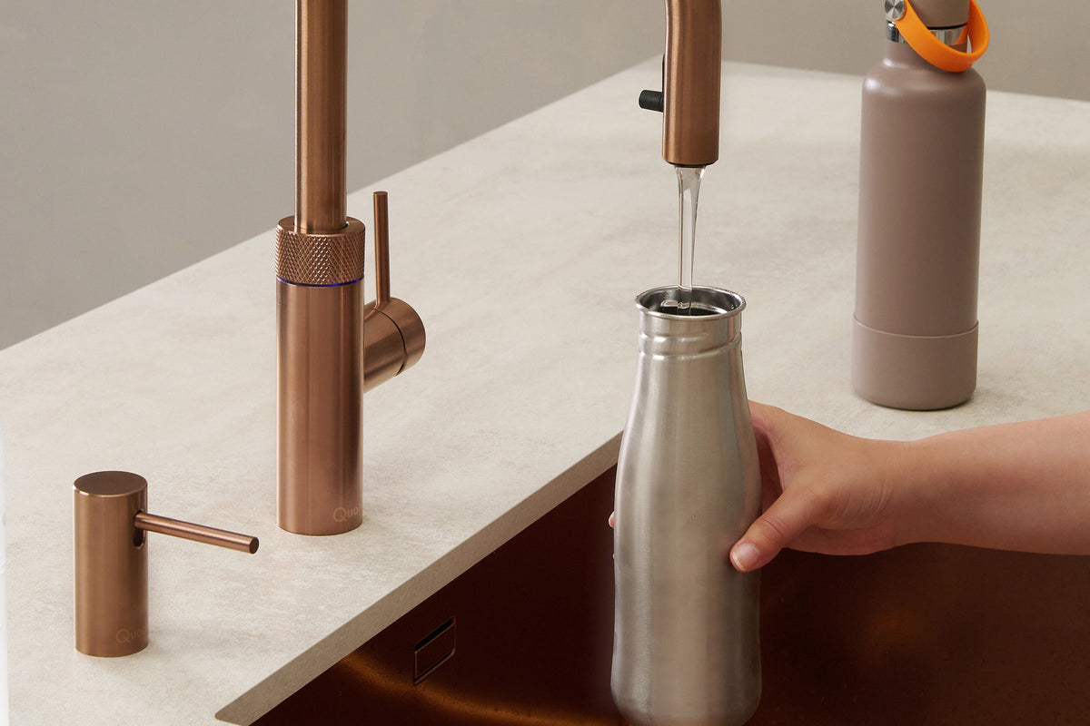 Quooker Flex round boiling water tap in rose copper