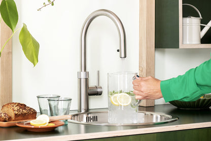 Quooker Flex round boiling water tap in stainless steel