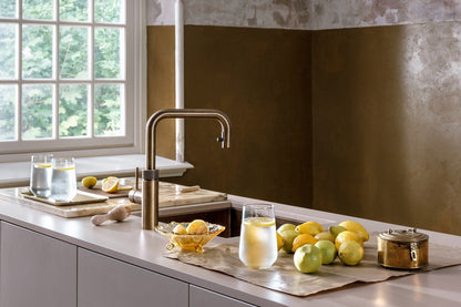 Quooker Flex square boiling water tap in patinated brass