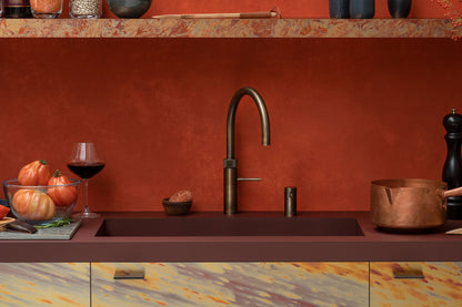 Quooker Fusion round boiling water tap in patinated brass