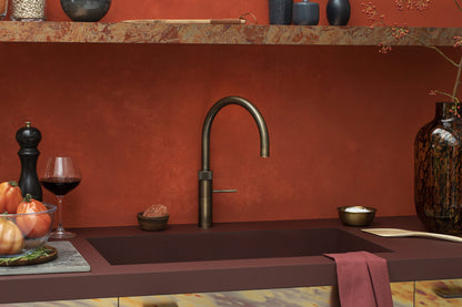 Quooker Fusion round boiling water tap in patinated brass