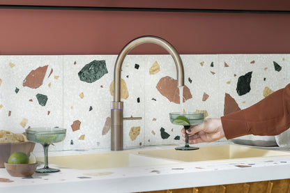 Quooker Fusion round boiling water tap in patinated brass