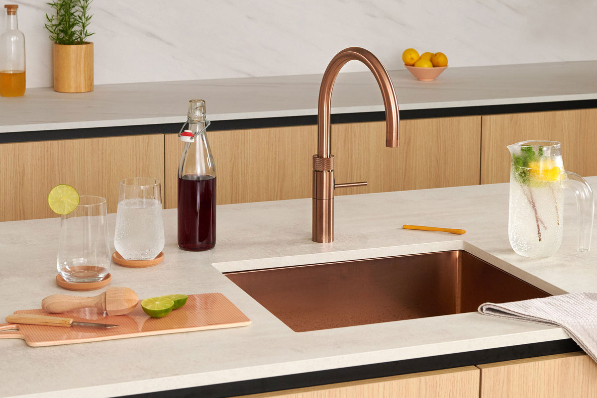 Quooker Fusion round boiling water tap in rose copper