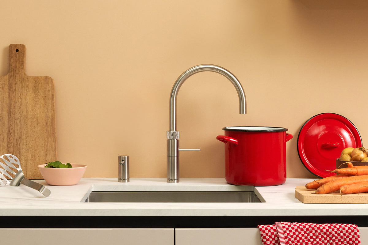 Quooker Fusion round boiling water tap in stainless steel