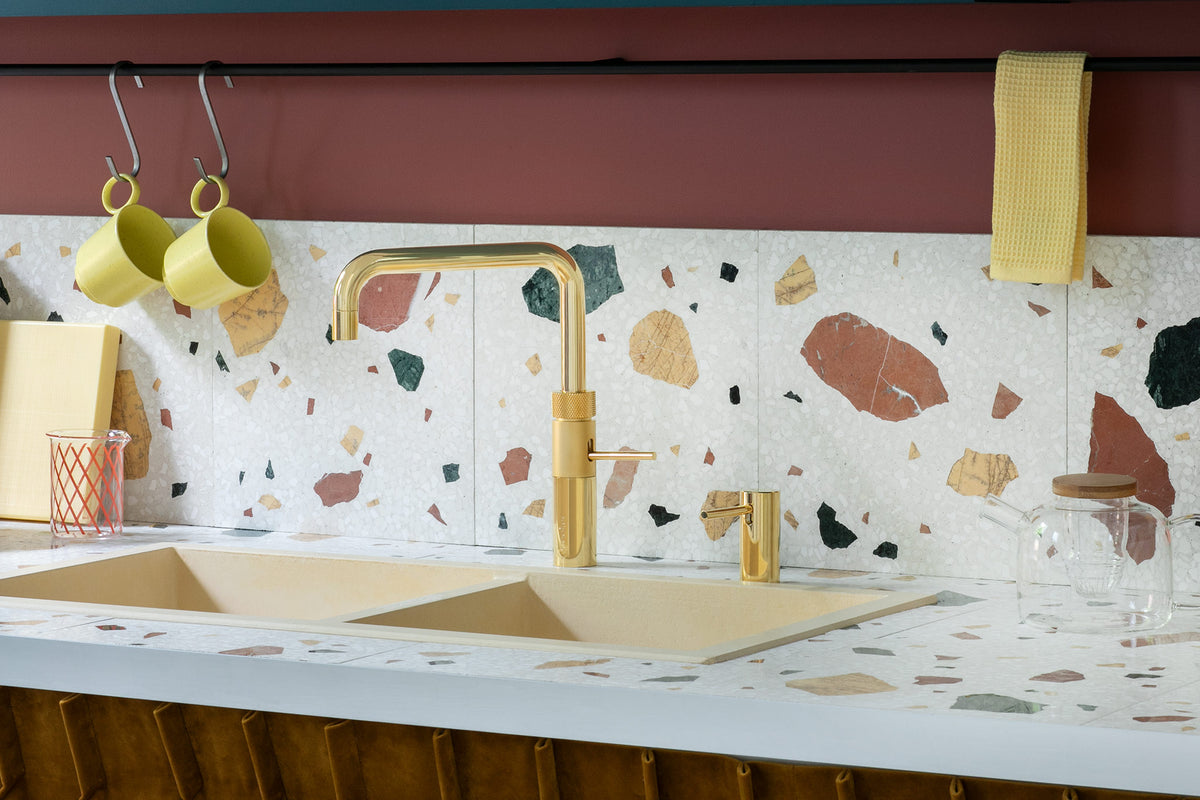 Quooker Fusion square boiling water tap in gold