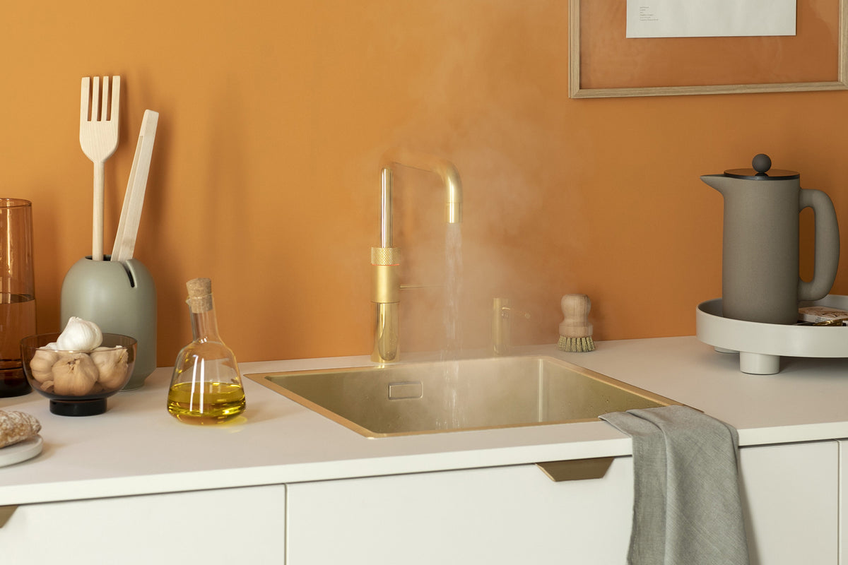 Quooker Fusion square boiling water tap in gold