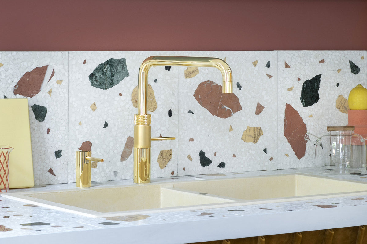 Quooker Fusion square boiling water tap in gold
