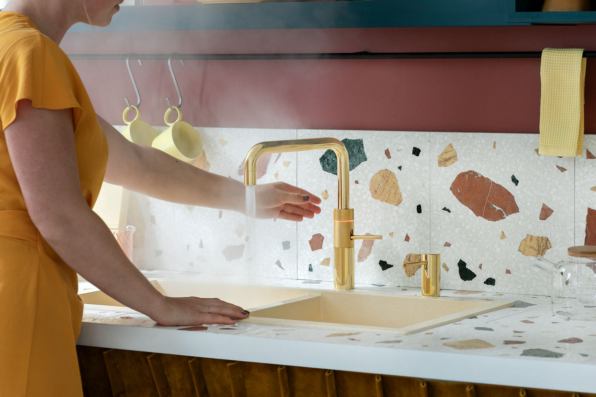 Quooker Fusion square boiling water tap in gold
