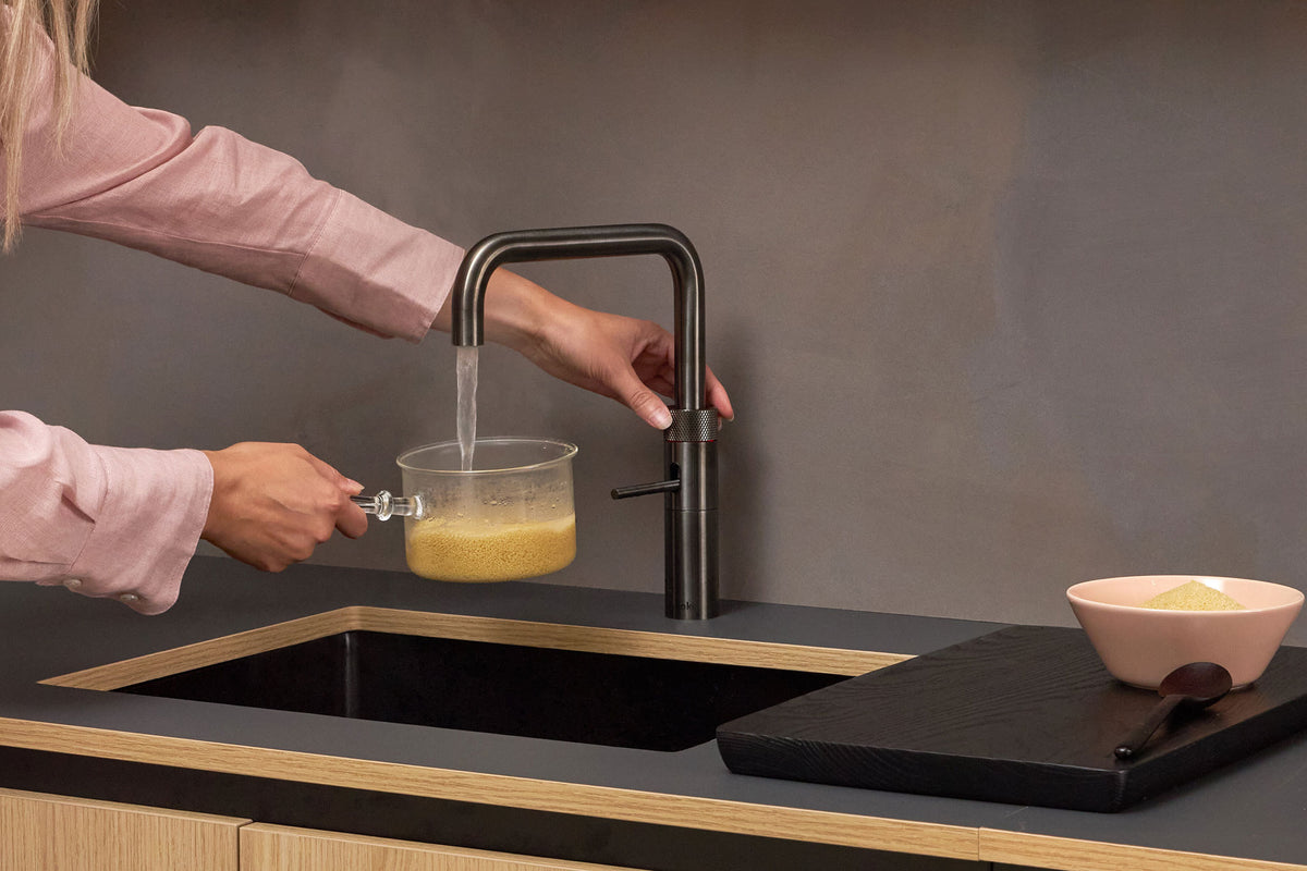 Quooker Fusion square boiling water tap in gunmetal