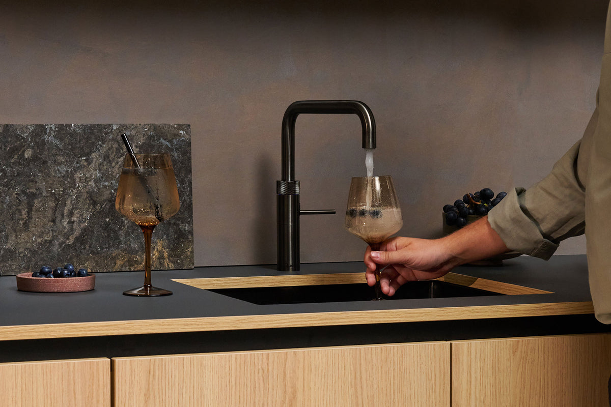 Quooker Fusion square boiling water tap in gunmetal