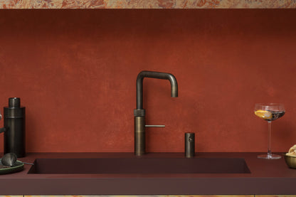 Quooker Fusion square boiling water tap in patinated brass