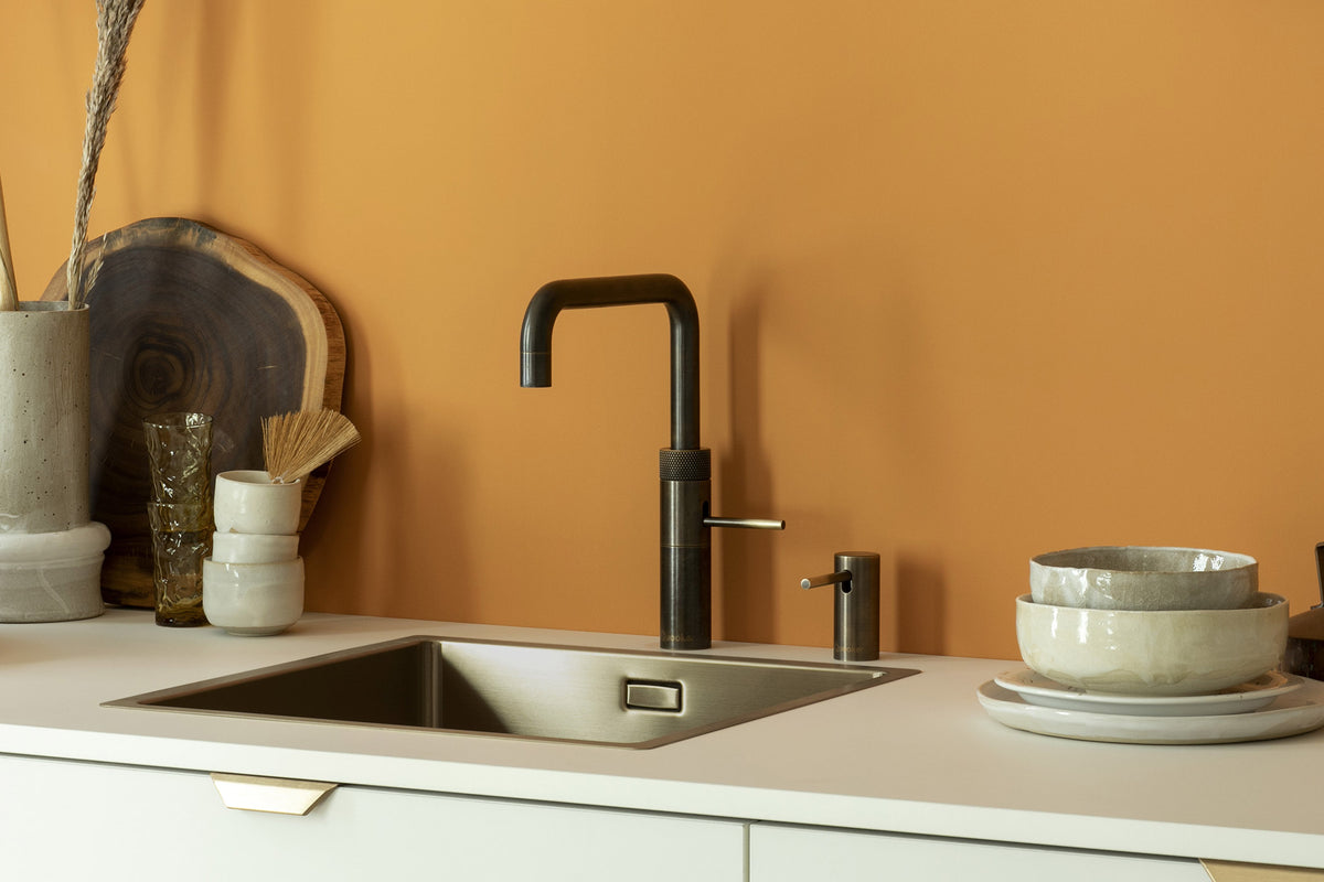 Quooker Fusion square boiling water tap in patinated brass