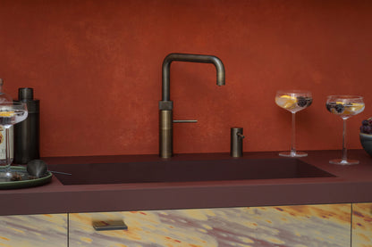 Quooker Fusion square boiling water tap in patinated brass