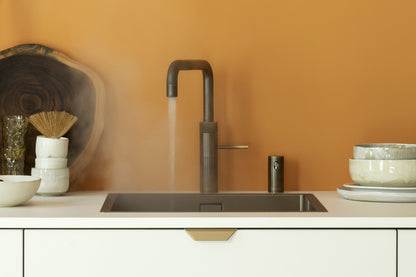 Quooker Fusion square boiling water tap in patinated brass