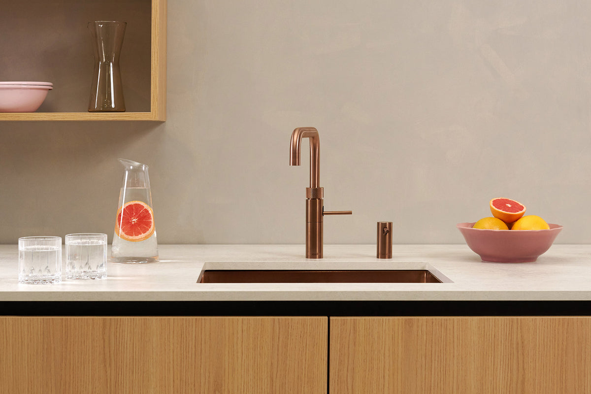 Quooker Fusion square boiling water tap in rose copper