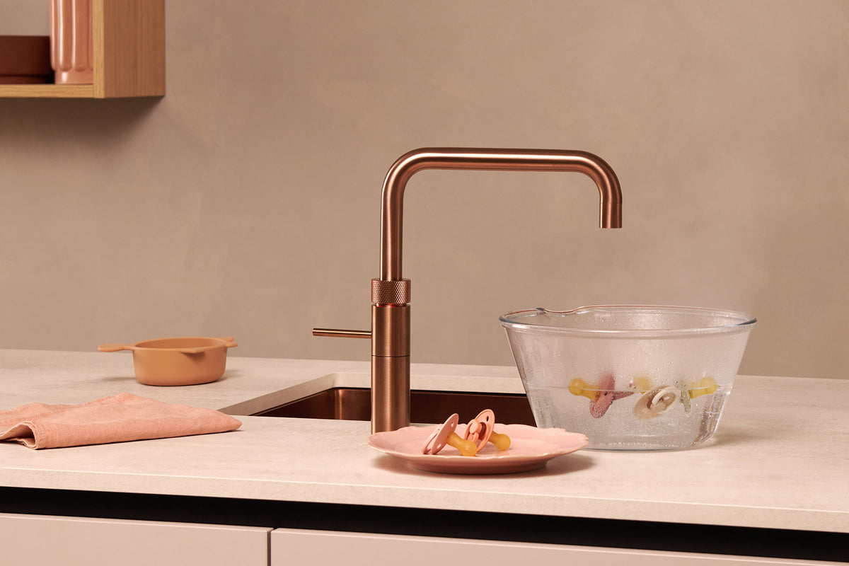 Quooker Fusion square boiling water tap in rose copper