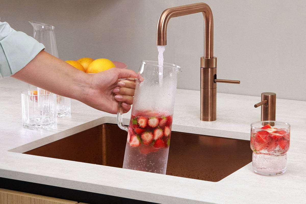 Quooker Fusion square boiling water tap in rose copper