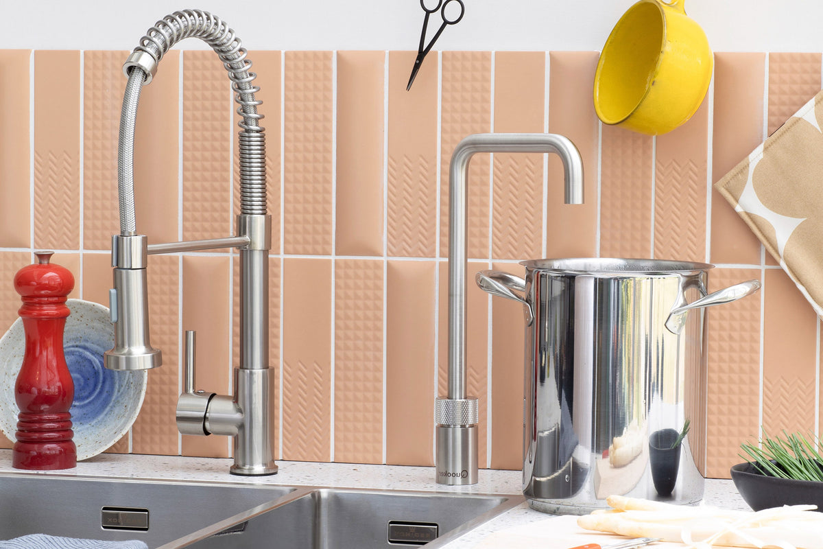 Quooker Nordic square boiling water tap in stainless steel