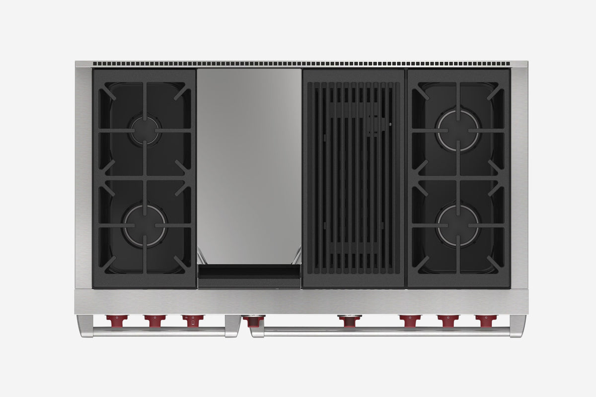 Wolf Dual Fuel 122 cm 4 burner, chargrill & Teppanyaki range cooker