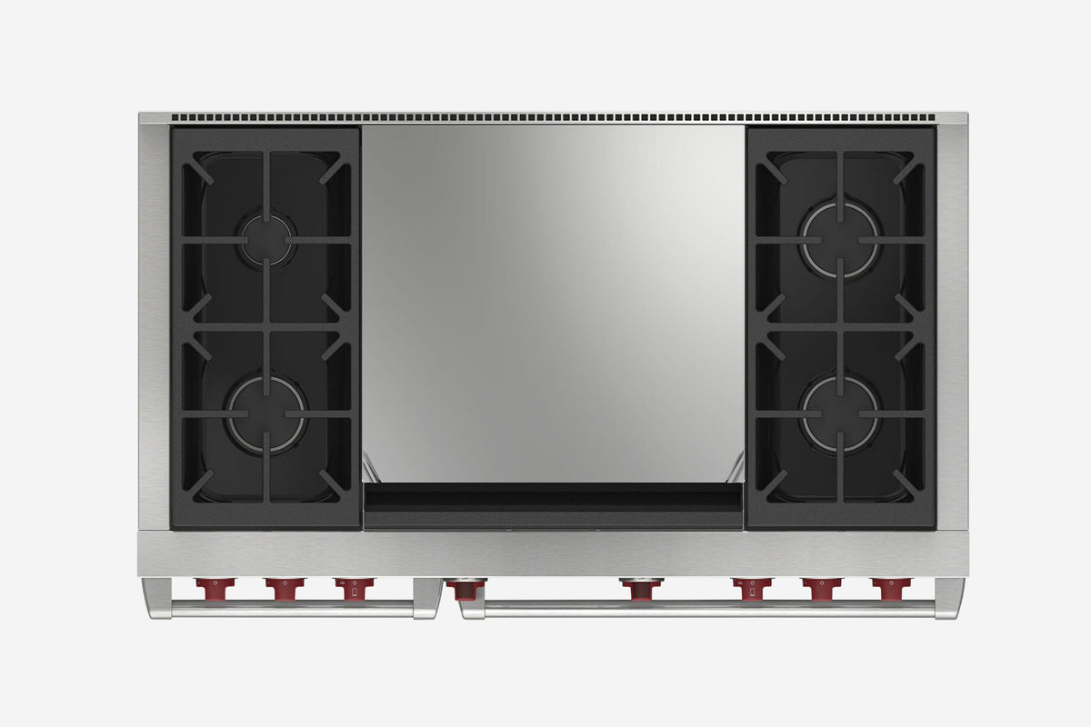 Wolf Dual Fuel 122 cm 4 burner & double Teppanyaki range cooker