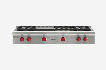 Wolf 122 cm 4 burner, teppanyaki & chargrill rangetop