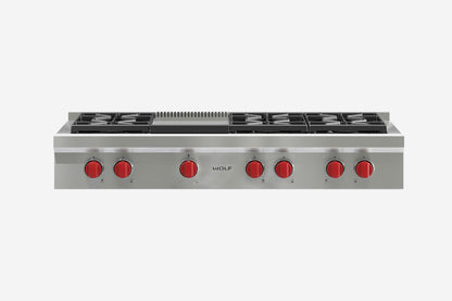 Wolf 122cm 6 burner and teppanyaki rangetop